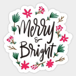 Merry and Bright, Holidays, Christmas Sticker